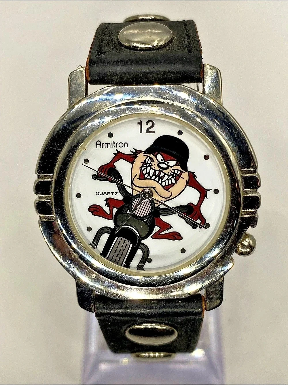 Men’s *^^ Armitron Looney Tunes Taz Biker Watch Black / Silver *^* Collectors *^